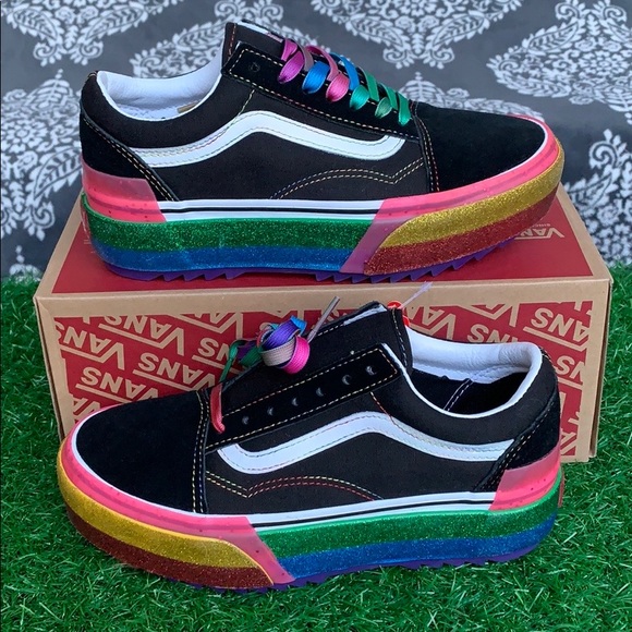 VANS OLD SKOOL STACKED GLITTER BLACK/RAINBOW WMNS - Picture 7 of 16